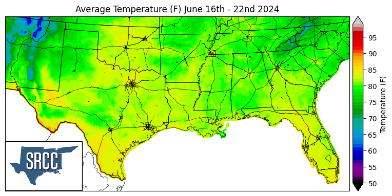 Average Temperature (F) June 16-22, 2024