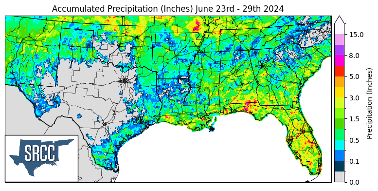 Accumulated Precipitation (inches) June 23-29, 2024