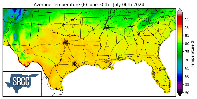 Average Temperature (F) June 30 - July 6, 2024