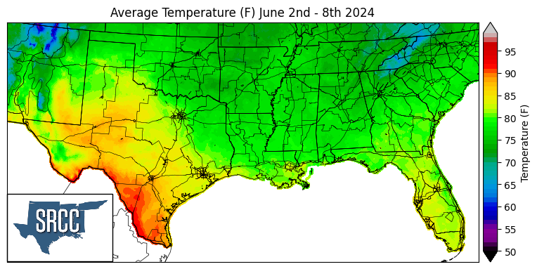 Average Temperature (F) June 2-8, 2024