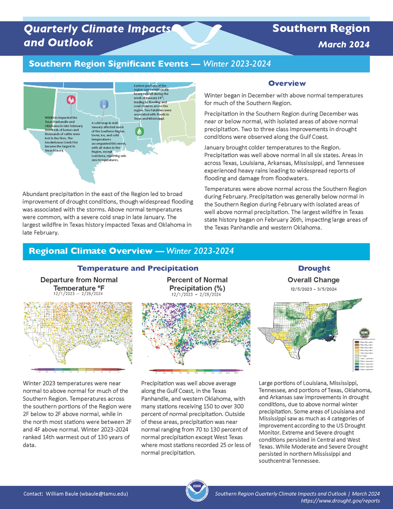 Southern Region Winter 2024 Quarterly Outlook Page 1