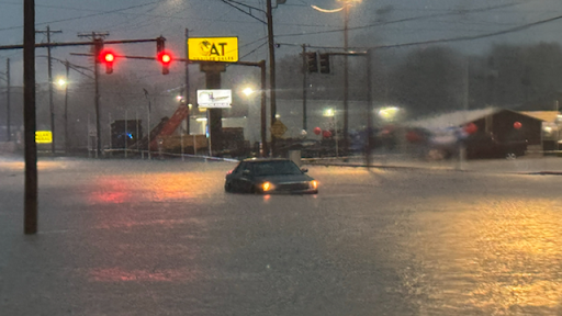 Flooded streets in Fort Smith Arkansas