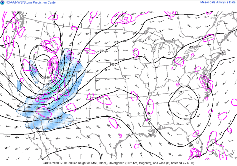 Chart depicting high-pressure system over the Southern Region