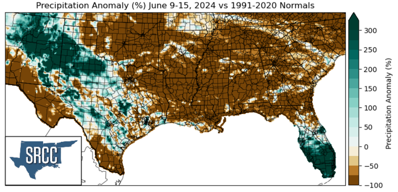 Accumulated Precipitation (inches) June 9-15, 2024