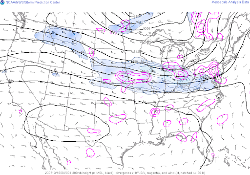 Image of Jet stream depicting the heat dome over New Mexico and Arizona