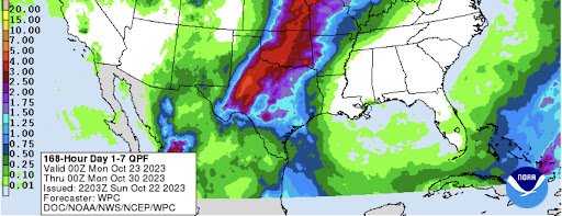 Map of the WPCs 7 day Precipitation Totals